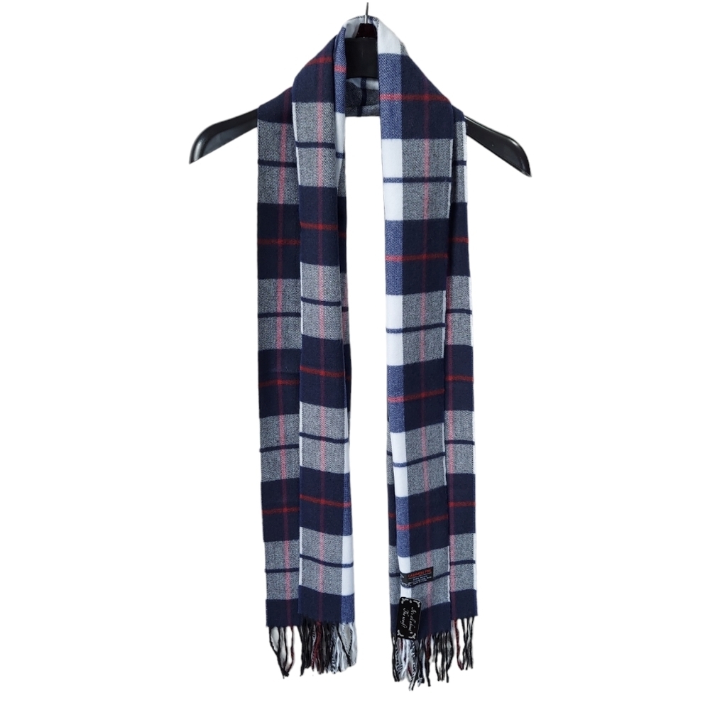 Classic Scarf Navy Blue Womens Unisex Neck Scarf Plaid Winter Scarf Warm Acrylic - Picture 11 of 11